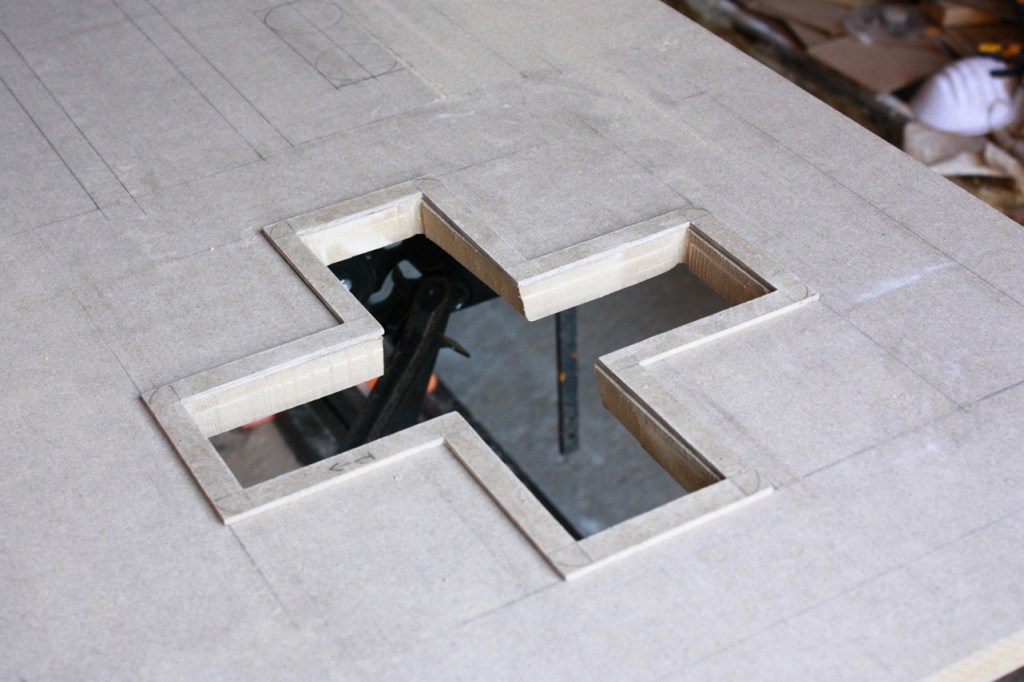 D-pad hole cut out and framed