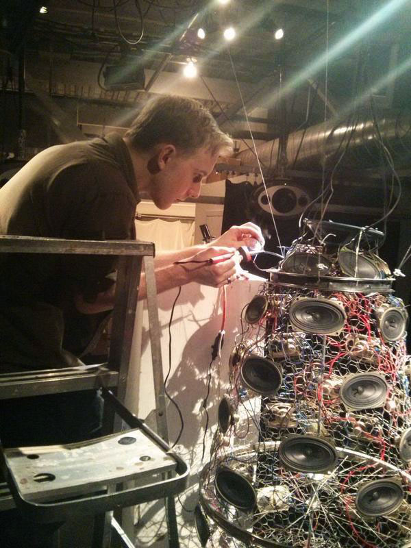 Kyle Soldering on a Ladder
